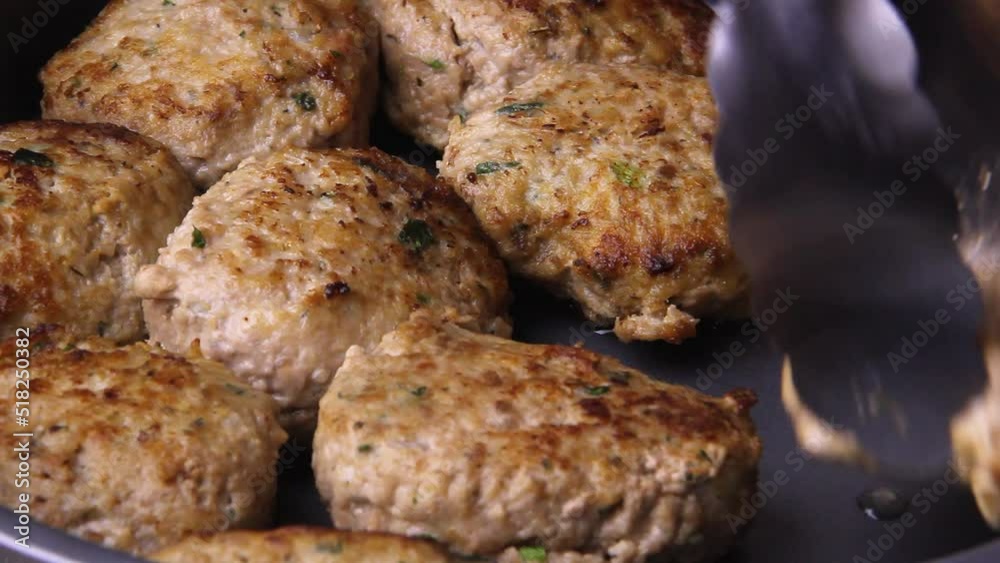 Fried meatballs and meatballs in a frying pan. Fried meatballs and meatballs in a frying pan.