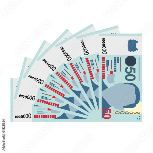Singaporean Dollar Vector Illustration. Singapore, Brunei money set bundle banknotes. Paper money 50 SGD. Flat style. Isolated on white background. Simple minimal design.