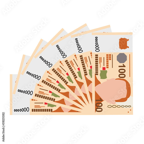 Singaporean Dollar Vector Illustration. Singapore, Brunei money set bundle banknotes. Paper money 100 SGD. Flat style. Isolated on white background. Simple minimal design.