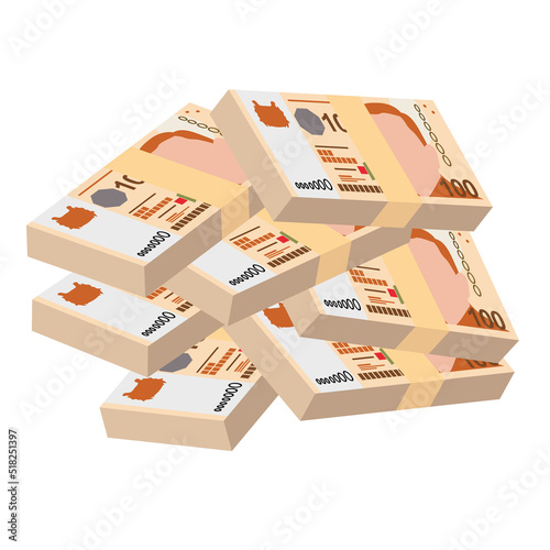 Singaporean Dollar Vector Illustration. Singapore, Brunei money set bundle banknotes. Paper money 100 SGD. Flat style. Isolated on white background. Simple minimal design.