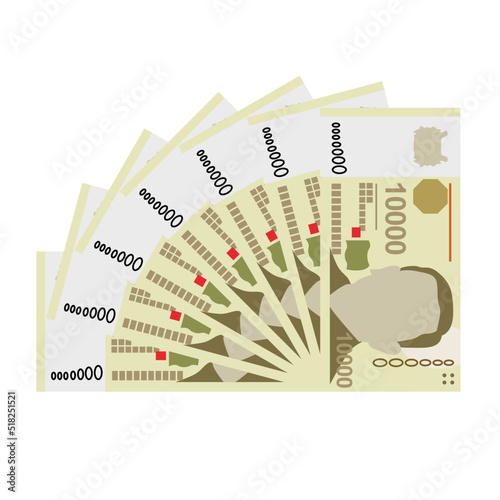 Singaporean Dollar Vector Illustration. Singapore, Brunei money set bundle banknotes. Paper money 10000 SGD. Flat style. Isolated on white background. Simple minimal design.