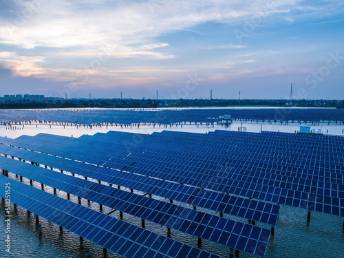 Solar power station at beautiful dusk. green energy concept. © ABCDstock