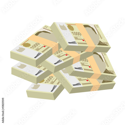 Singaporean Dollar Vector Illustration. Singapore, Brunei money set bundle banknotes. Paper money 10000 SGD. Flat style. Isolated on white background. Simple minimal design.