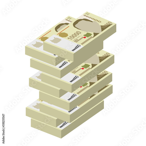 Singaporean Dollar Vector Illustration. Singapore, Brunei money set bundle banknotes. Paper money 10000 SGD. Flat style. Isolated on white background. Simple minimal design.