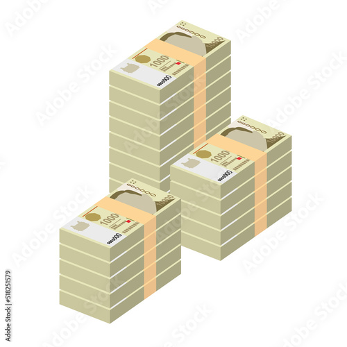 Singaporean Dollar Vector Illustration. Singapore, Brunei money set bundle banknotes. Paper money 10000 SGD. Flat style. Isolated on white background. Simple minimal design.