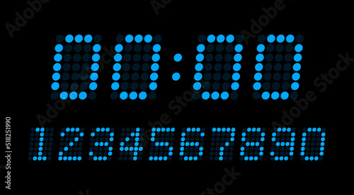 Digital electronic figures set pixel style. Digital numbers for watch, alarm clock, countdown and timer. Vector illustration graphic design © NazArt