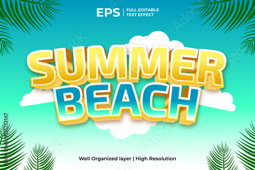 Summer beach 3d editable text effect in tropical theme style