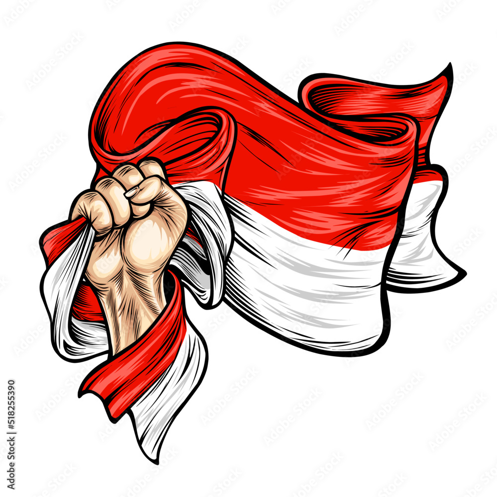 Vector illustration on the theme indonesian independece day. Hand with