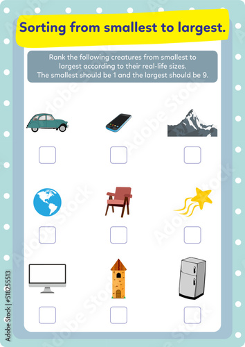Activity for the education of real life big and small concepts.