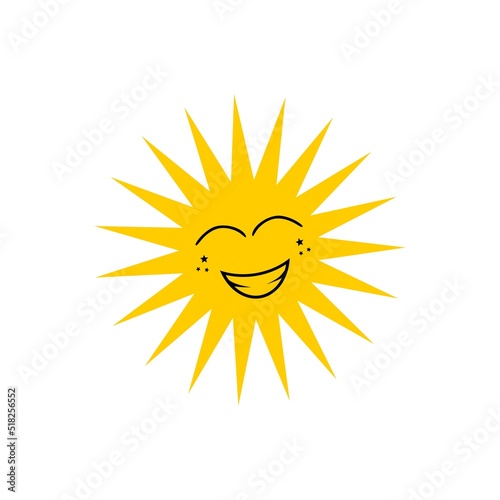 Cute Happy smile sun character icon isolated on white background