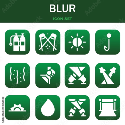 blur icon set. Vector illustrations related with Oxigen, Spotlight and Brightness