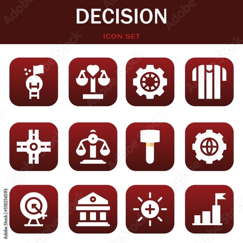 Fototapeta Naklejka Na Ścianę i Meble -  decision icon set. Vector illustrations related with Goal, Balance and Data