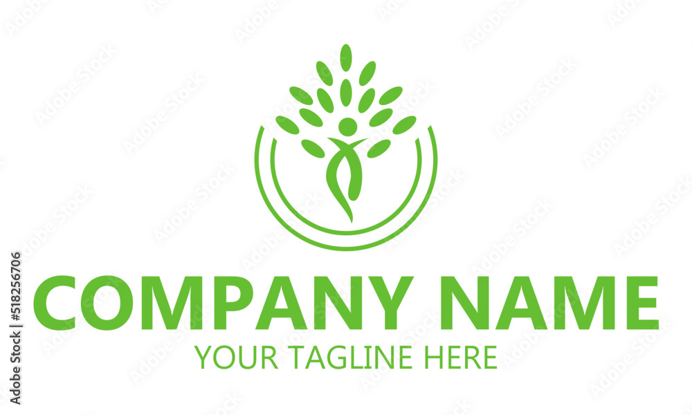 Green Leaf Eco Organic Nature Abstract People Circle Logo Design Concept Green Leaf Eco Organic Nature Abstract People Circle Logo Design Concept
