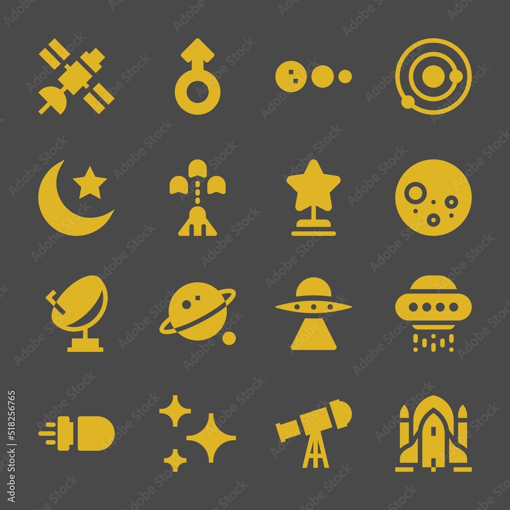 galaxy web icons. Satellite and Mars, Solar system and Full moon symbol, vector signs galaxy web icons. Satellite and Mars, Solar system and Full moon symbol, vector signs