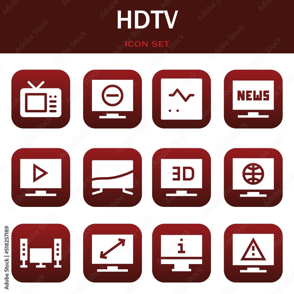 hdtv icon set. Vector illustrations related with Television, Television and Monitor