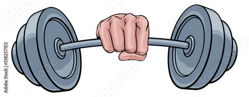 Weight Lifting Fist Hand Holding Barbell Concept