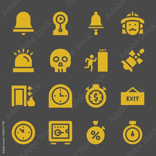 alarm web icons. Alarm bell and Clocks, Firefighter and Bell symbol, vector signs