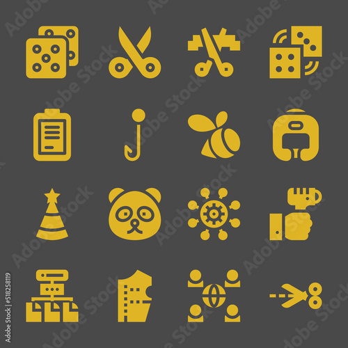 dot web icons. Dice and Scissors, Dices and Boxing helmet symbol, vector signs