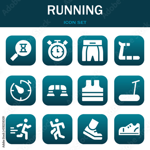 running icon set. Vector illustrations related with Sandclock, Timer and Boxing shorts