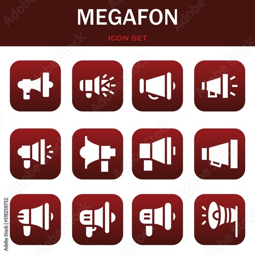 megafon icon set. Vector illustrations related with Megaphone, Megaphone and Megaphone
