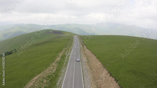 A wonderful mountain road with a serpentine in the North Caucasus from the Narzan Valley to Dzhily-Su, Russia.