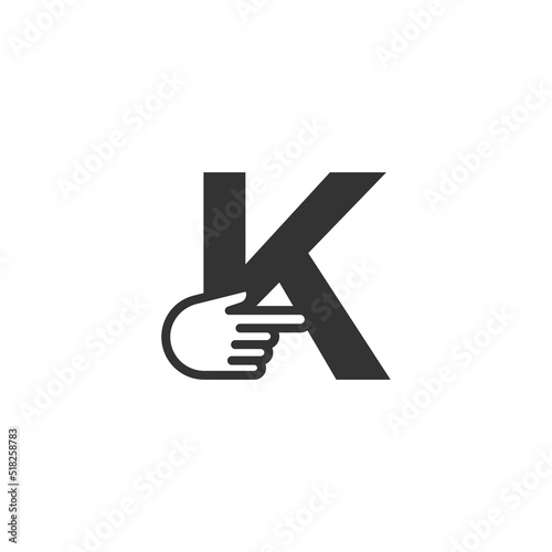 Letter combined with a hand cursor icon illustration