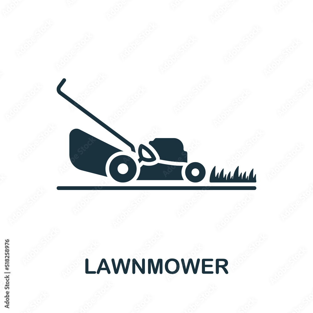 Lawnmower icon. Monochrome simple line Housekeeping icon for templates, web design and infographics Lawnmower icon. Monochrome simple line Housekeeping icon for templates, web design and infographics