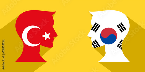 face to face concept. turkey vs korea republic. vector illustration photo