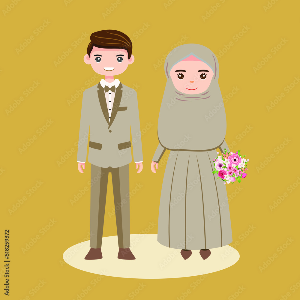 Easy to edit vector illustration of Muslim wedding couple Stock Vector