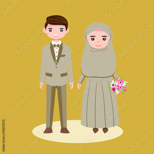 Easy to edit vector illustration of Muslim wedding couple