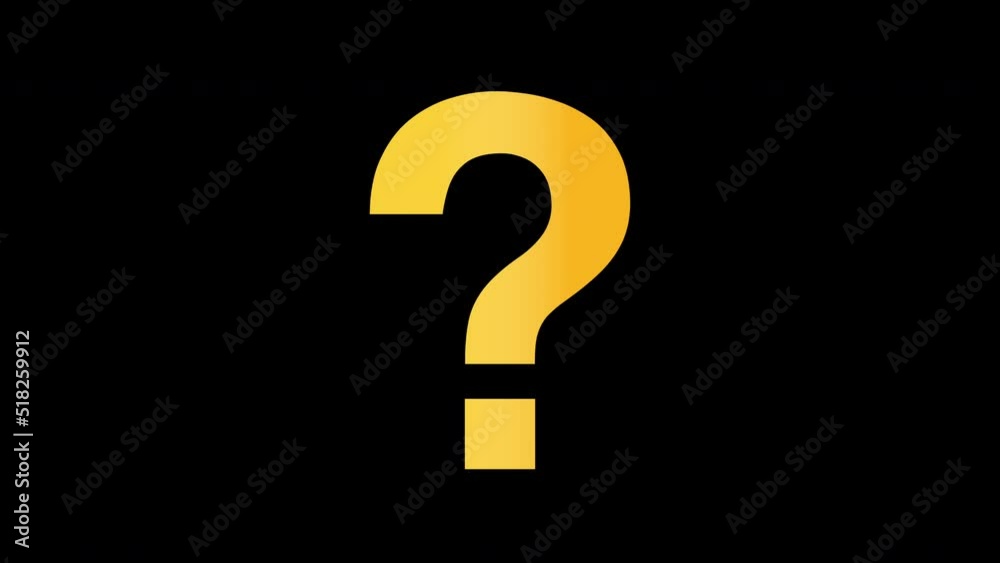 Animated golden question mark isolated on a black and green background. Seamless looping animation. Animated golden question mark isolated on a black and green background. Seamless looping animation.