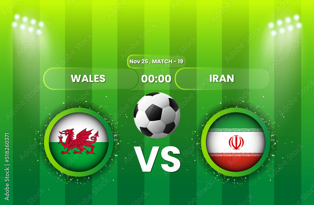 Wales vs Iran Football or Soccer Match. FIFA World Cup 2022. Football Wales vs Iran Football or Soccer Match. FIFA World Cup 2022. Football