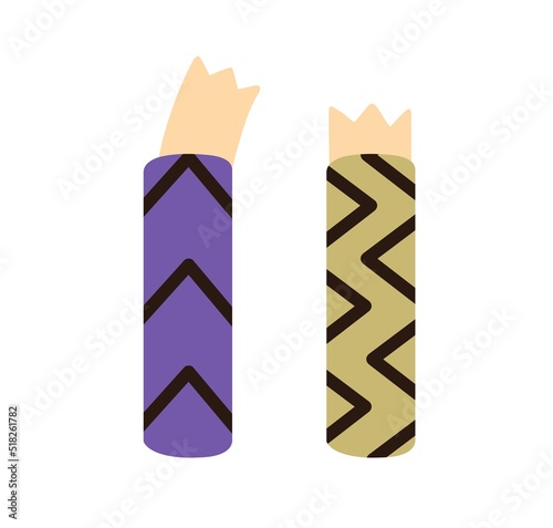 Sticky strips, adhesive tapes packs. Glue paper ribbons, sellotapes with patterns. Decorative scotch, duct for masking, insulating, decor. Flat vector illustration isolated on white background
