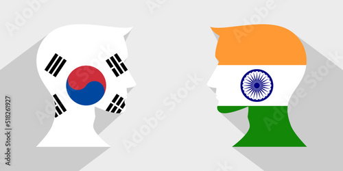 face to face concept. korea republic vs india. vector illustration