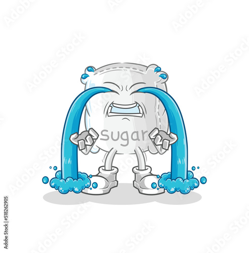 sugar sack crying illustration. character vector