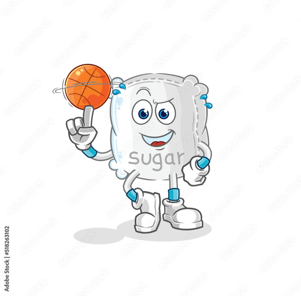 sugar sack playing basket ball mascot. cartoon vector sugar sack playing basket ball mascot. cartoon vector