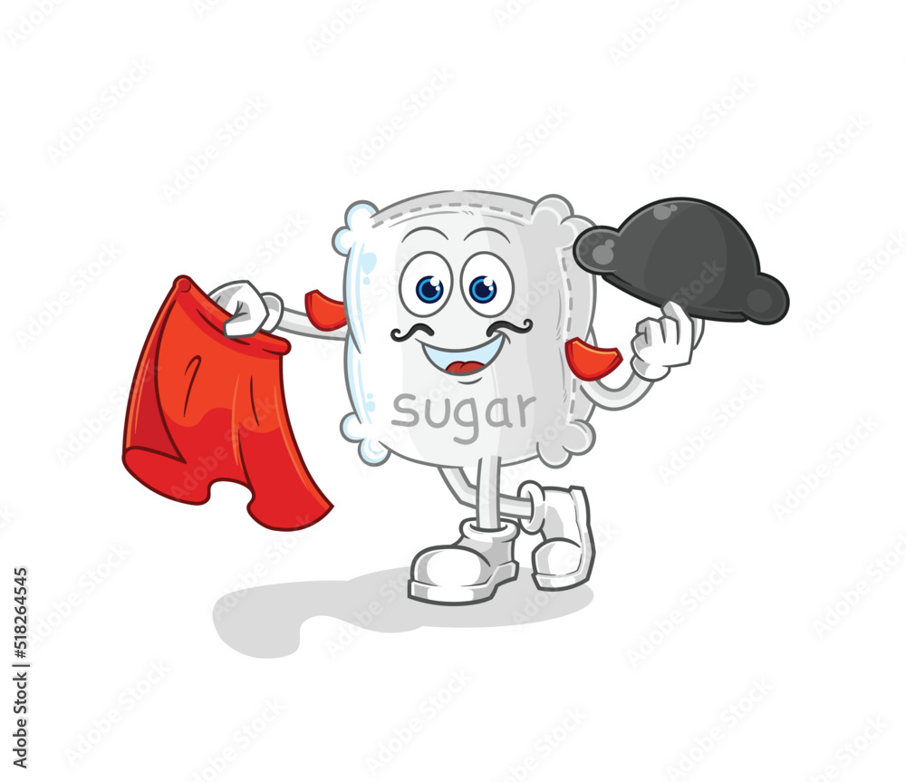 Fototapeta premium sugar sack matador with red cloth illustration. character vector
