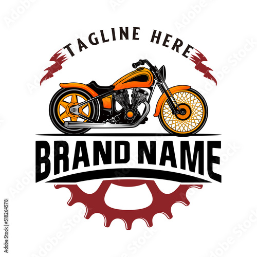 motorcycle vector logo design. motorcycle in vintage style for motorcycle club.