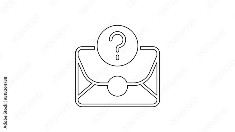 Black line Envelope with question mark icon isolated on white ...