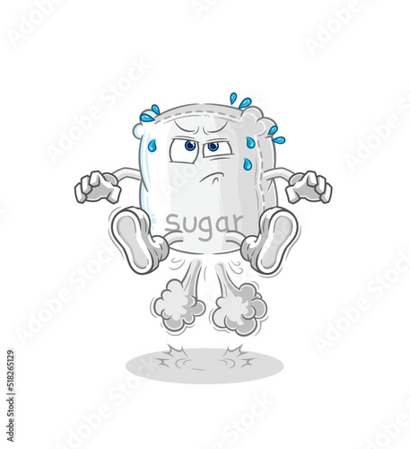 sugar sack fart jumping illustration. character vector