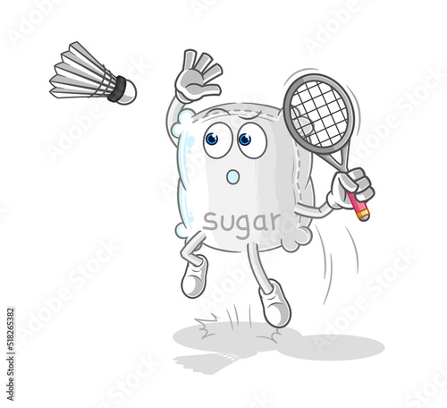 sugar sack smash at badminton cartoon. cartoon mascot vector