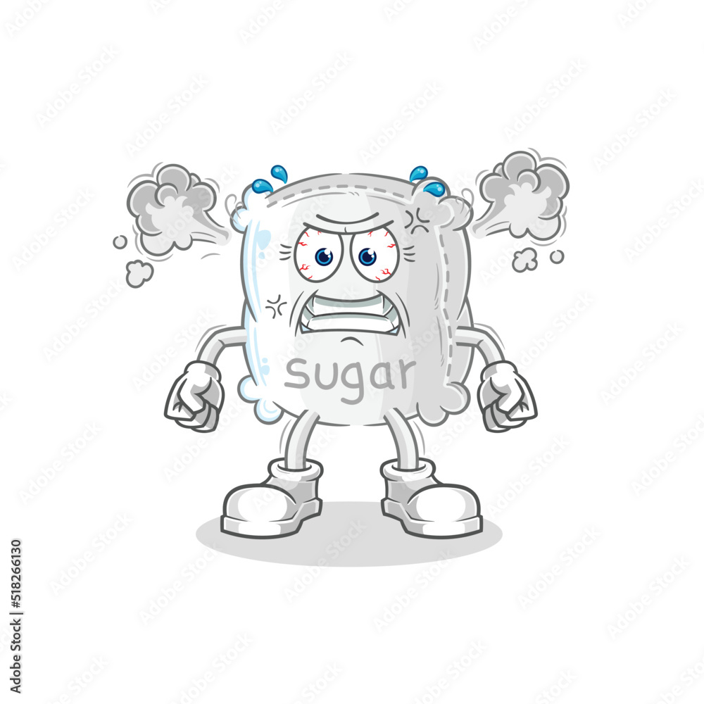 sugar sack very angry mascot. cartoon vector