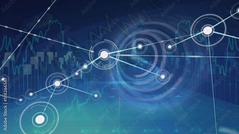 Animation of connections over graphs and blue background Animation of connections over graphs and blue background