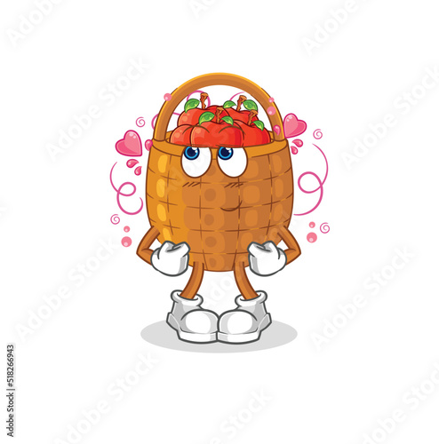 apple basket shy vector. cartoon character