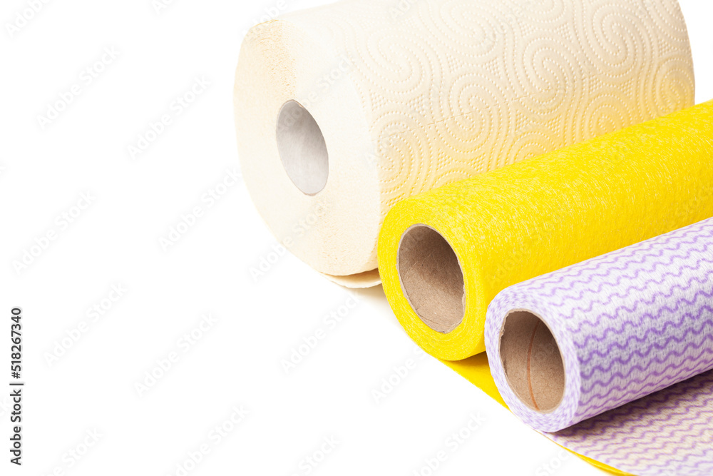Kitchen towels bamboo roll isolated on a white background
