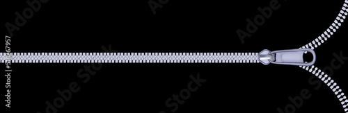 Reissverschluß mit Zip vor schwarzem Hintergrund photo