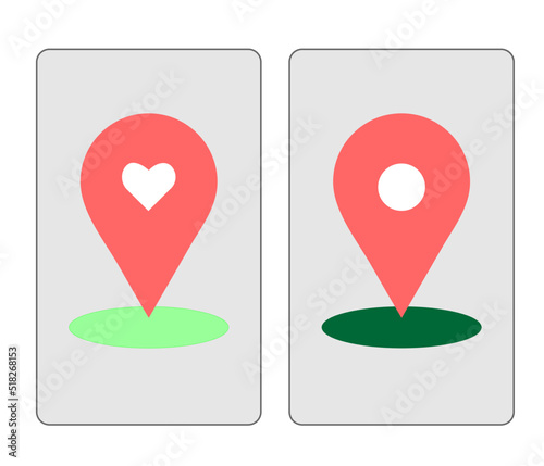 Image of the location icon on the map. A white heart for a particularly beloved place