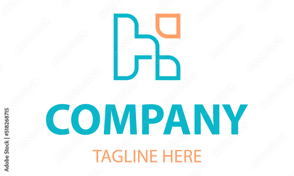 Abstract Letter H Light Blue and Orange Line Art Logo Design Abstract Letter H Light Blue and Orange Line Art Logo Design