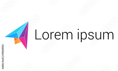 Abstract Colorful Polygon Paper Plane Logo Design