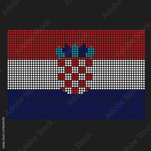 Croatia flag with grunge texture in dot style. Abstract vector illustration of a flag with halftone effect for wallpaper. Happy Independence Day background concept.